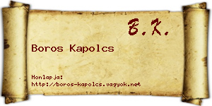 Boros Kapolcs névjegykártya
